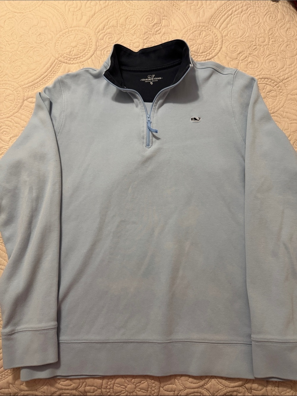 Vineyard Vines Boys Light Blue Zip-Up Pullover Quarter zip